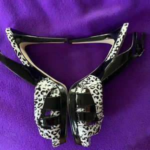 NEW White House Black Market Animal Print Sling-back Heeled Sandals